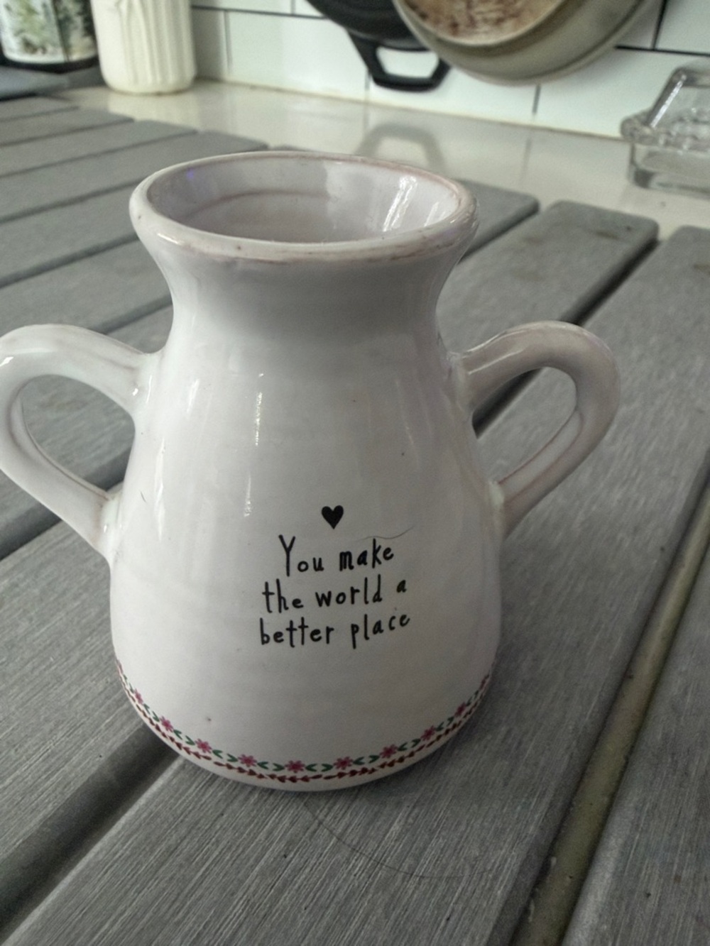 NATURAL LIFE White Ceramic Vase — Footed Base with Felt Pads